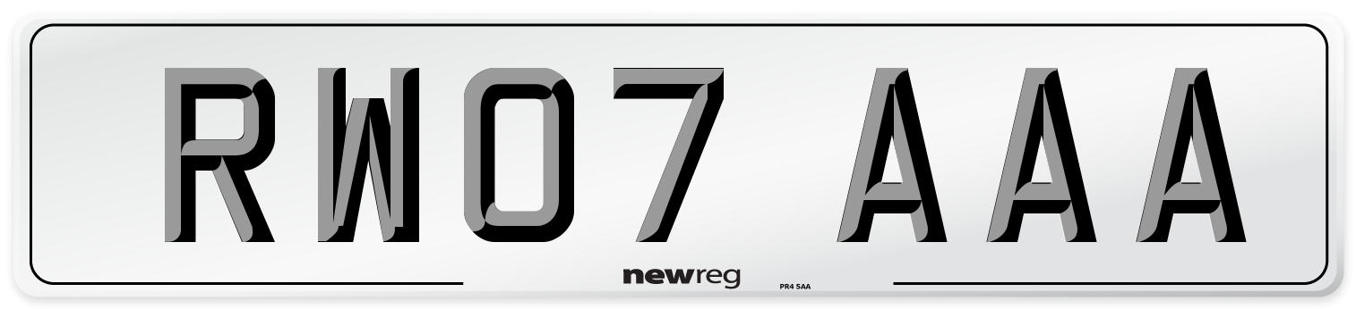 RW07 AAA Number Plate from New Reg